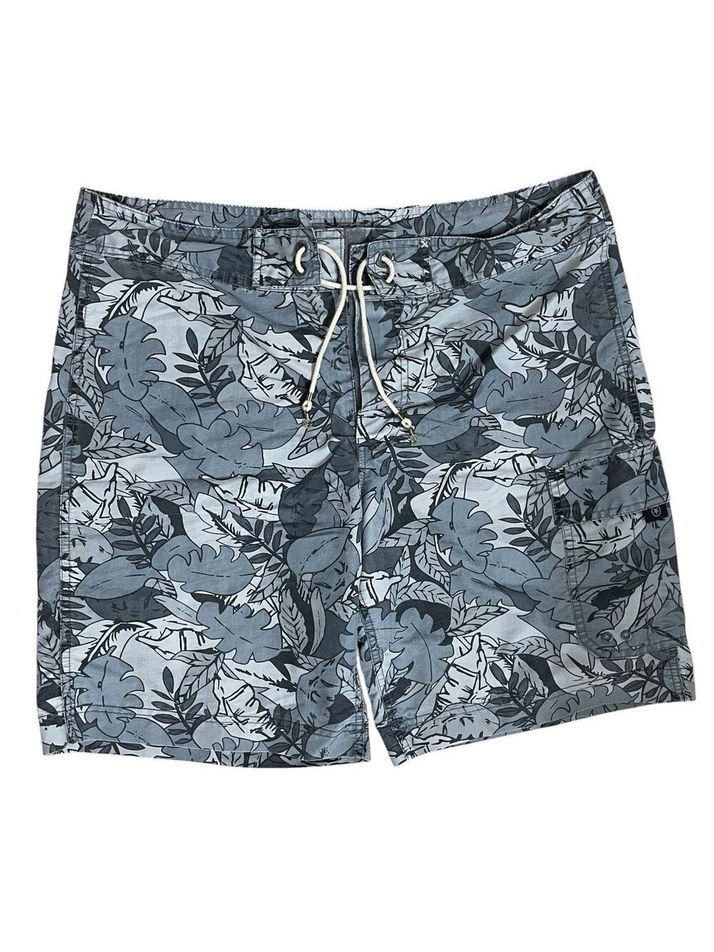 Converse One Star Men’s Board Shorts Gray Tropical Print Size 38 Swim Shorts